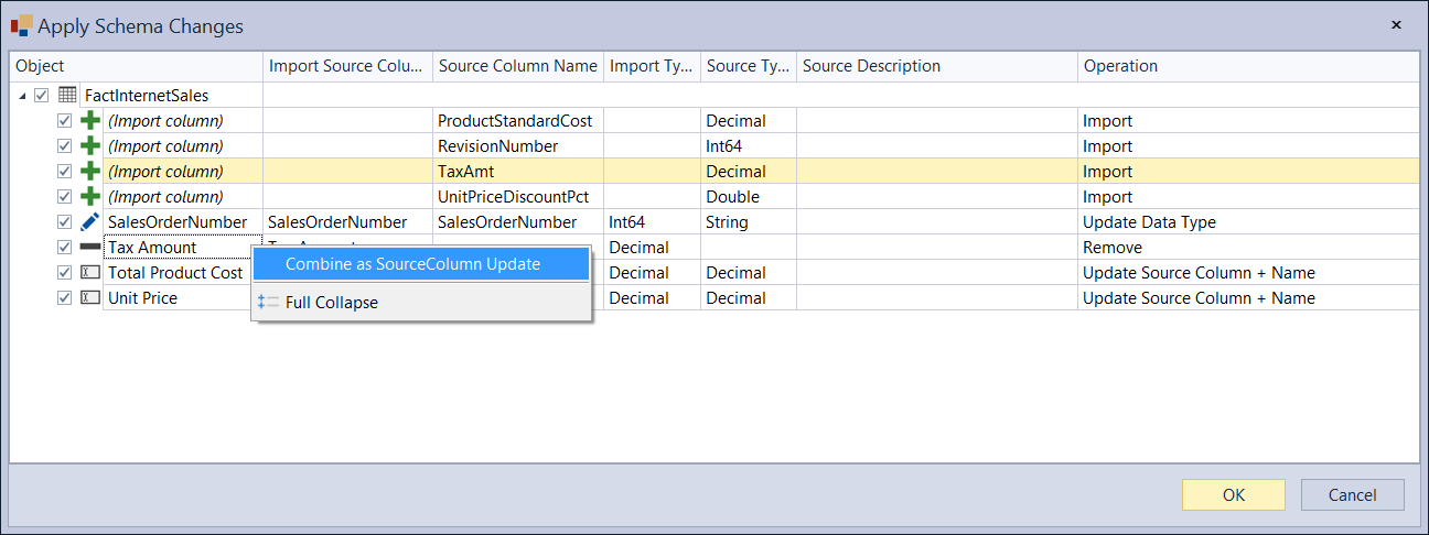 Combine Sourcecolumn Update