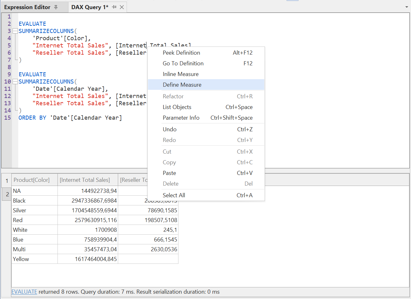 Dax Query Features