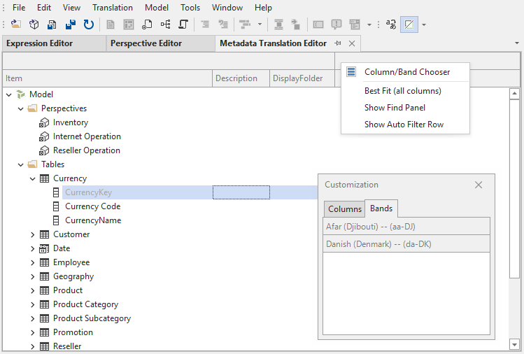 Metadata Translation Editor Columns