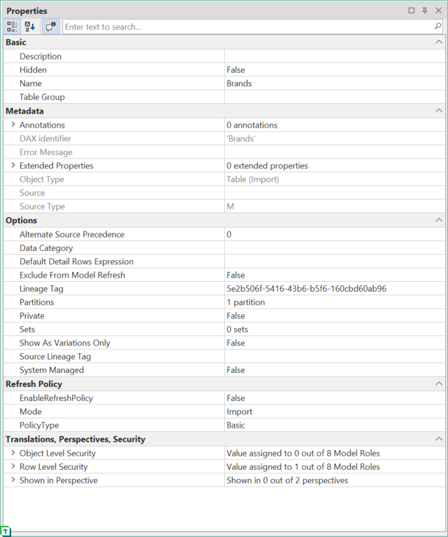 Properties View